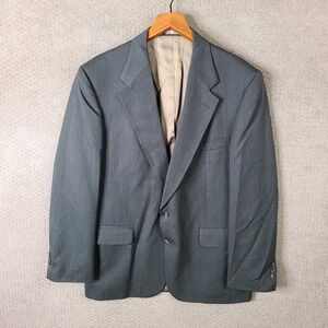 Botany 500 Jacket Mens 44L Gray Striped Athletic Fit Blazer 2 Button USA Made